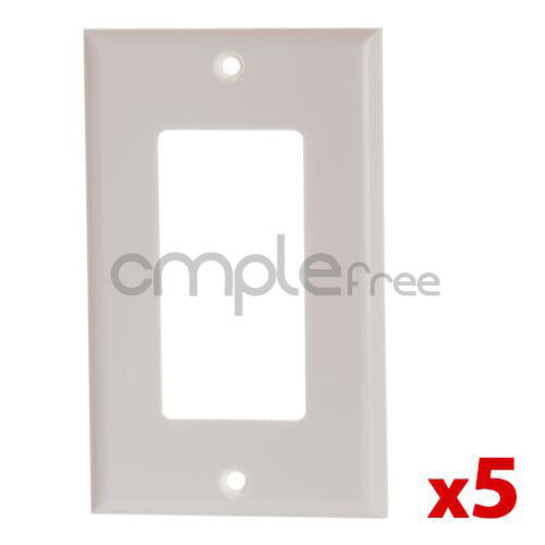 5x Single Gang White Decora Wall Plate 1 Gang White Lot Pack NEW