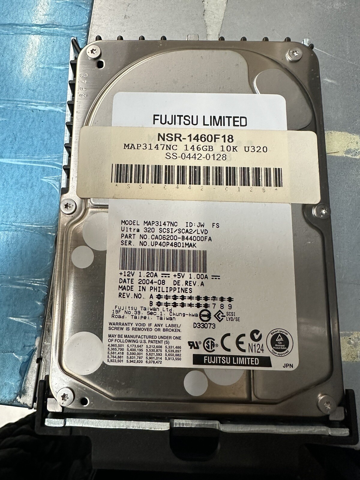 Fujitsu MAP Series MAP3147NC 147GB 10000Rpm SCSI 80pin 3,5'' Hard Drive