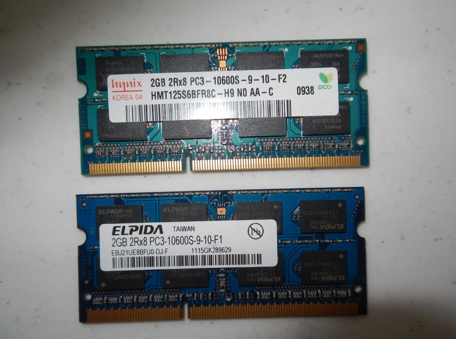 4GB (2x2GB) HYNIX + ELPIDA PC3-10600 DDR3-1333 2Rx8 Laptop Memory RAM SODIMM