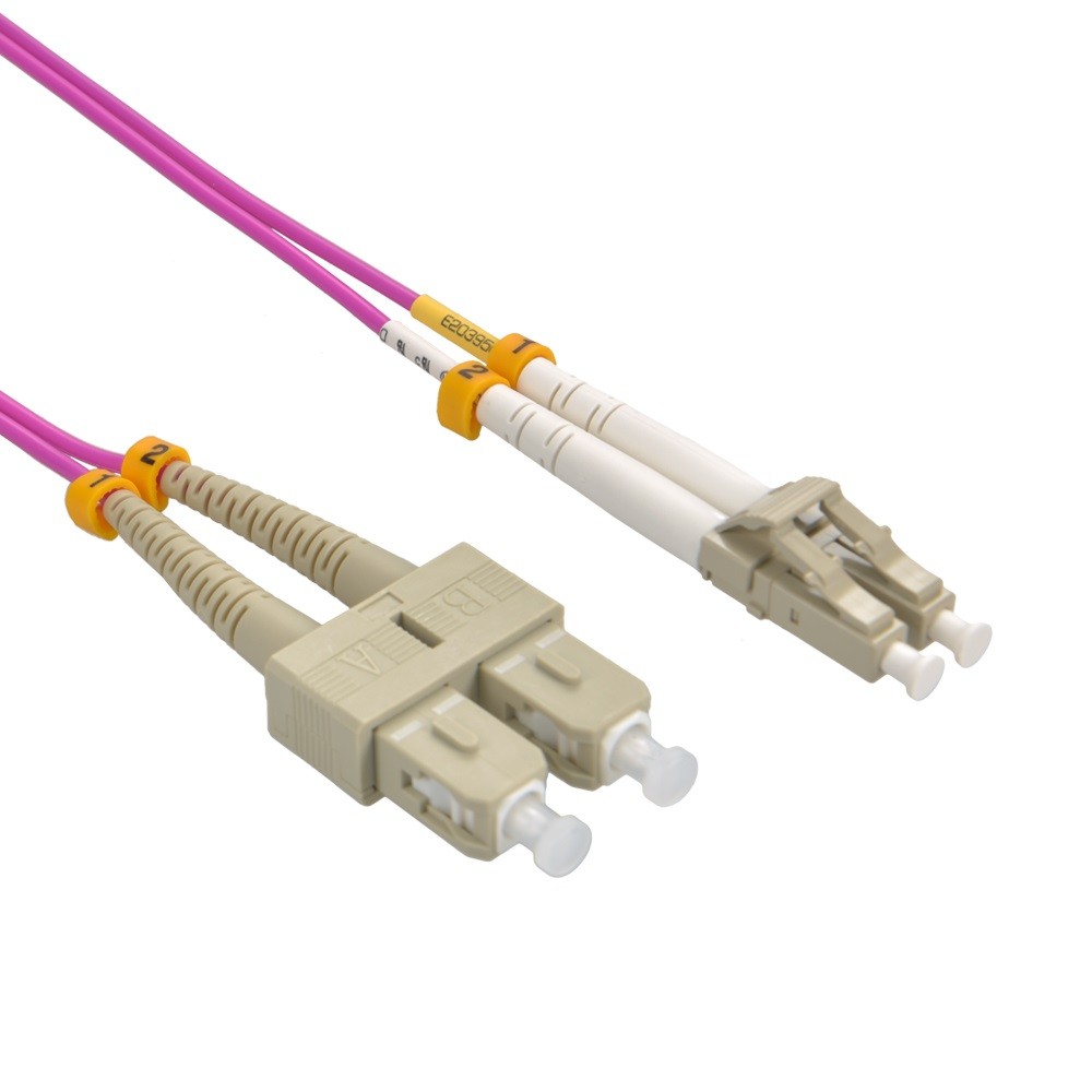 10 Pack of 8m LC/UPC SC/UPC OM4 Multimode Duplex Erika Violet Fiber Optic Patch