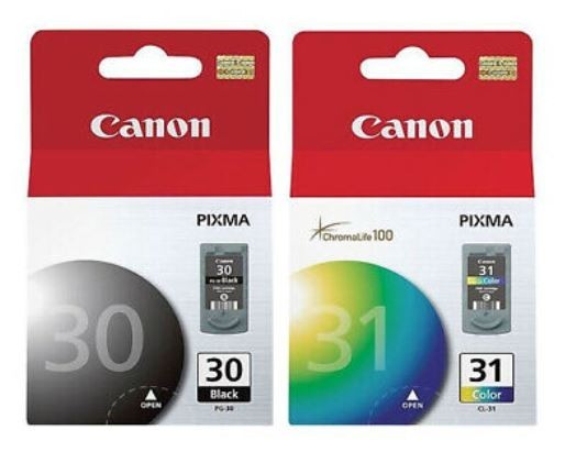 Genuine Factory Sealed Canon 30 Black & 31 Color Inkjet Cartridges