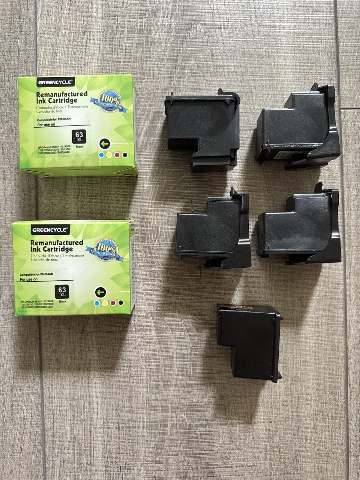 5 63XL EMPTY Genuine HP Ink Cartridges Black.