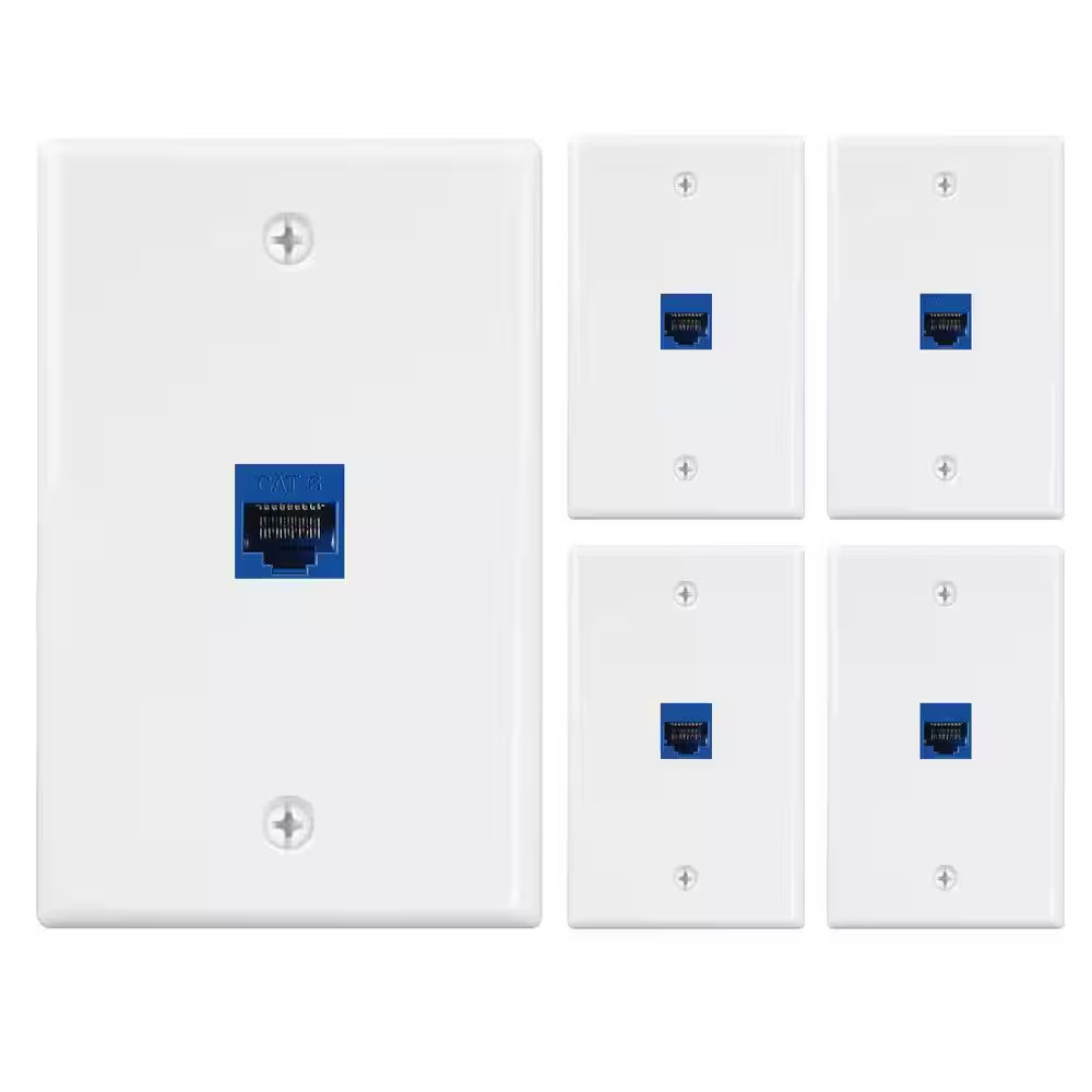 White 1-Gang Ethernet Wall Plate (5-Pack)