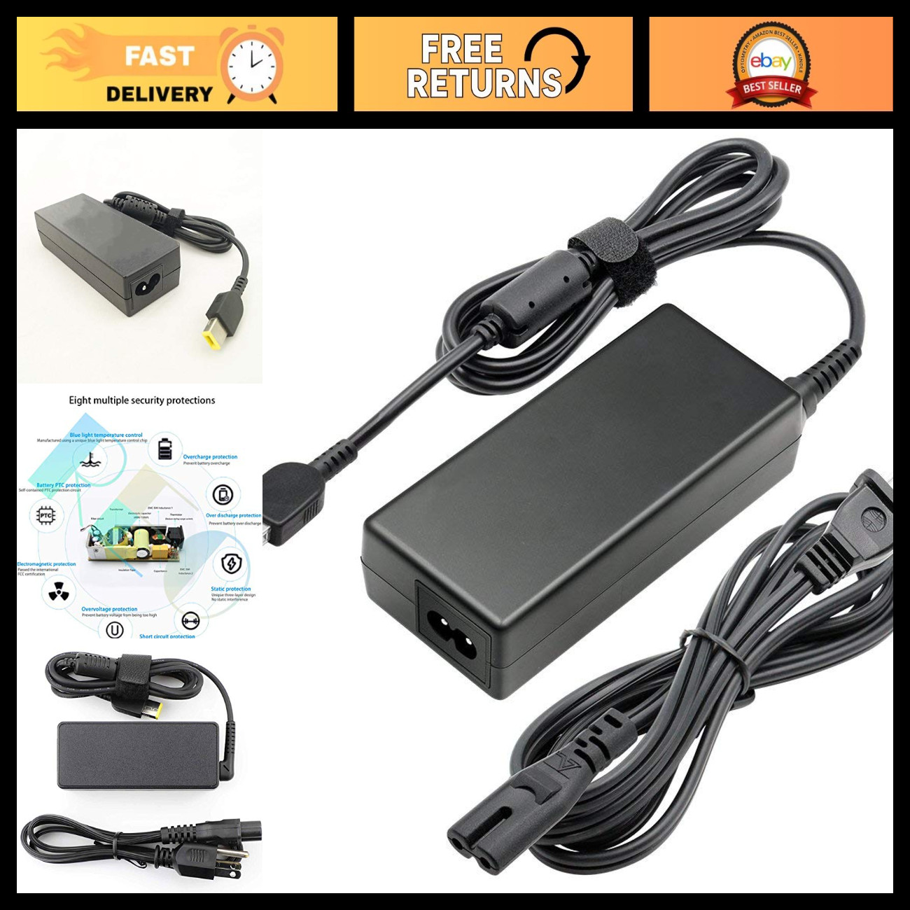 65W Laptop AC Adapter Charger for Lenovo ThinkPad Z50 Z60 X240 X260 E450 T470 Po