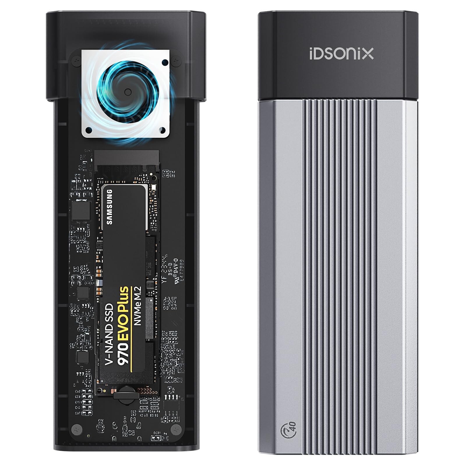 iDsonix 40Gbps M.2 NVMe SSD Enclosure for Thunderbolt 3/4 with Fan, Tool-Free...