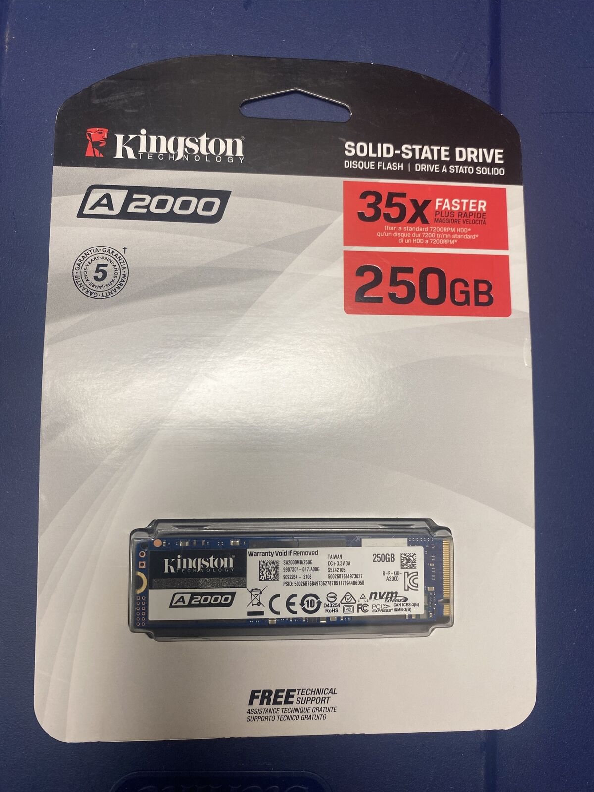 Kingston 250GB M.2 PCIe NVMe SSD Solid State Drive 2280 SA2000M8/250G