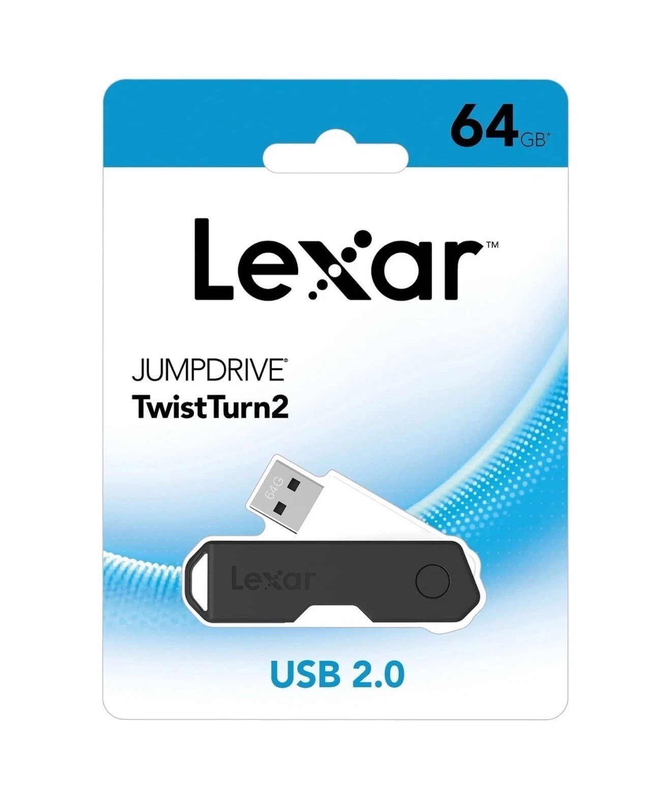 2 Pack  Lexar Jumpdrive TwistTurn2 USB 2.0 64 GB Flash Thumb Storage Drive