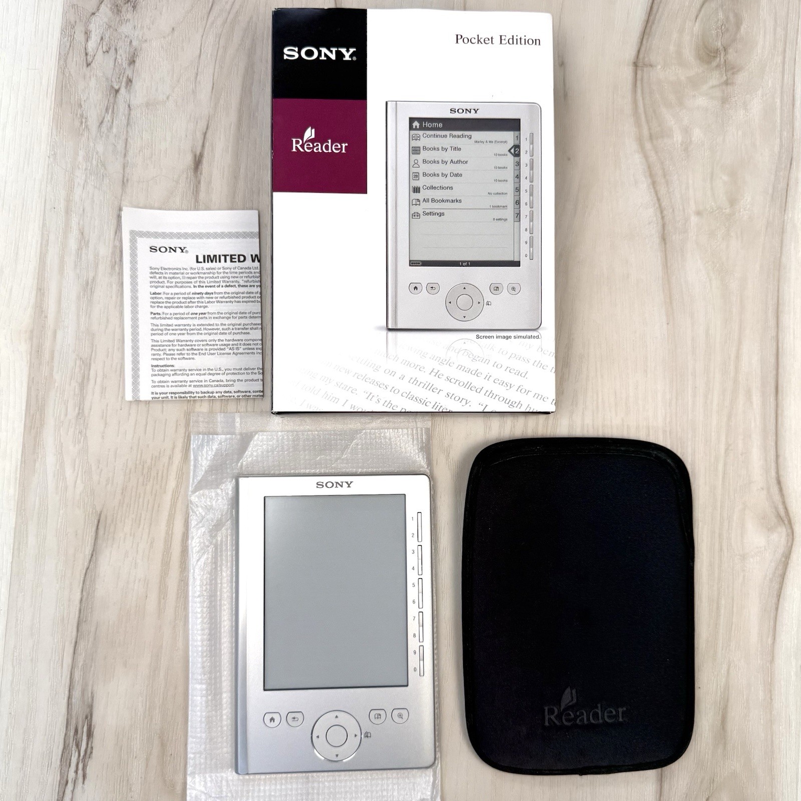 SONY eReader Digital Book Reader Pocket Edition PRS-300 Silver 5" Bundle WORKS