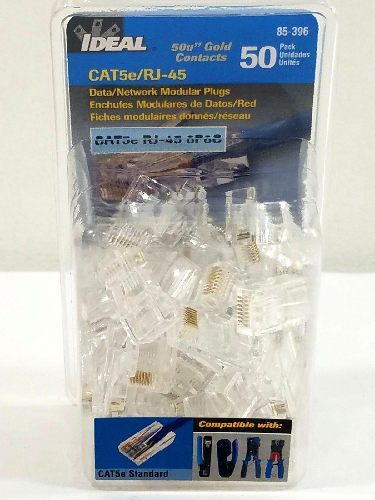 Ideal CAT5e RJ-45 Modular Plugs 50-Pack Gold Contacts For Data/Network