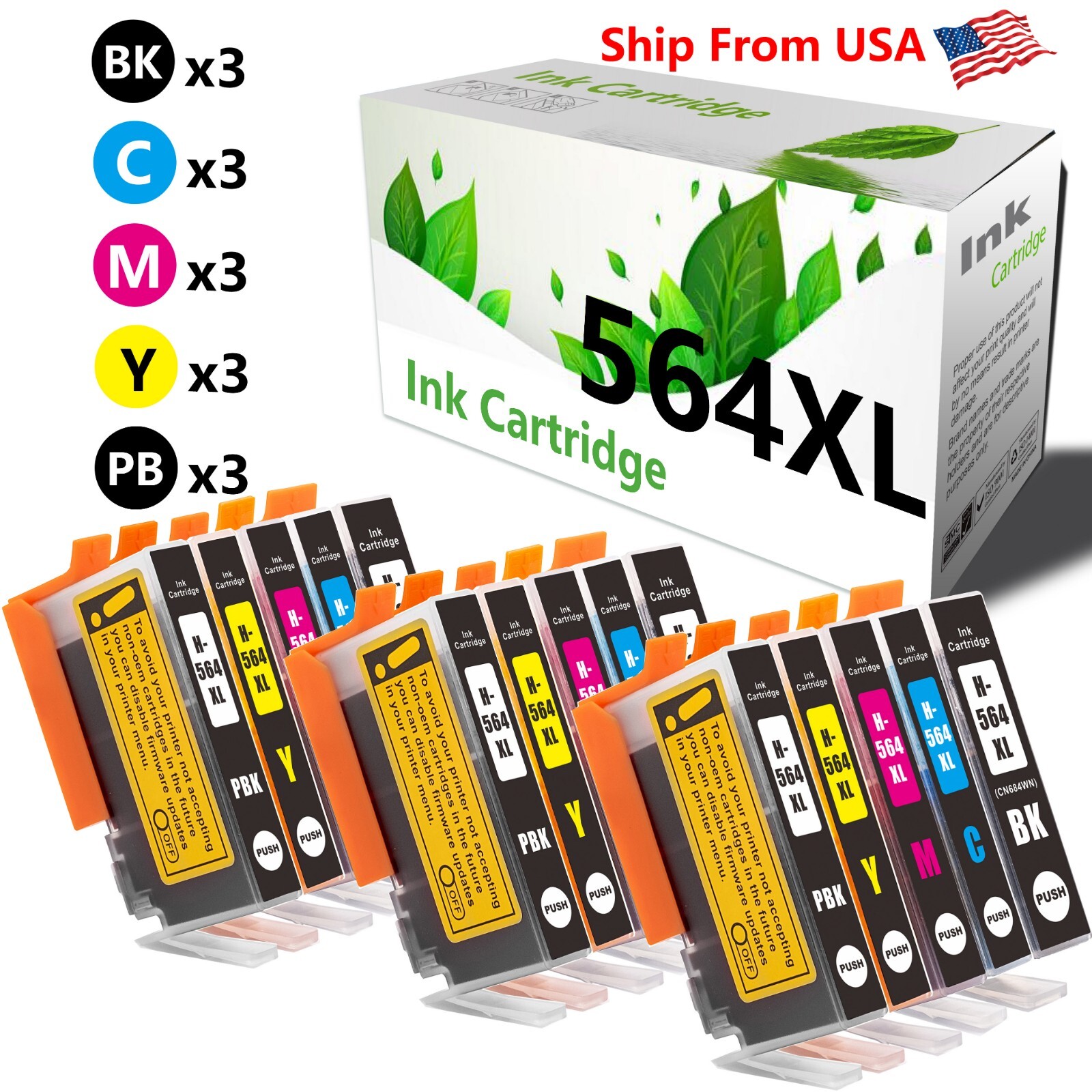 15PK 564 564XL Ink Cartridge For PhotoSmart C5393 C6300 C6324 D5460 Printer