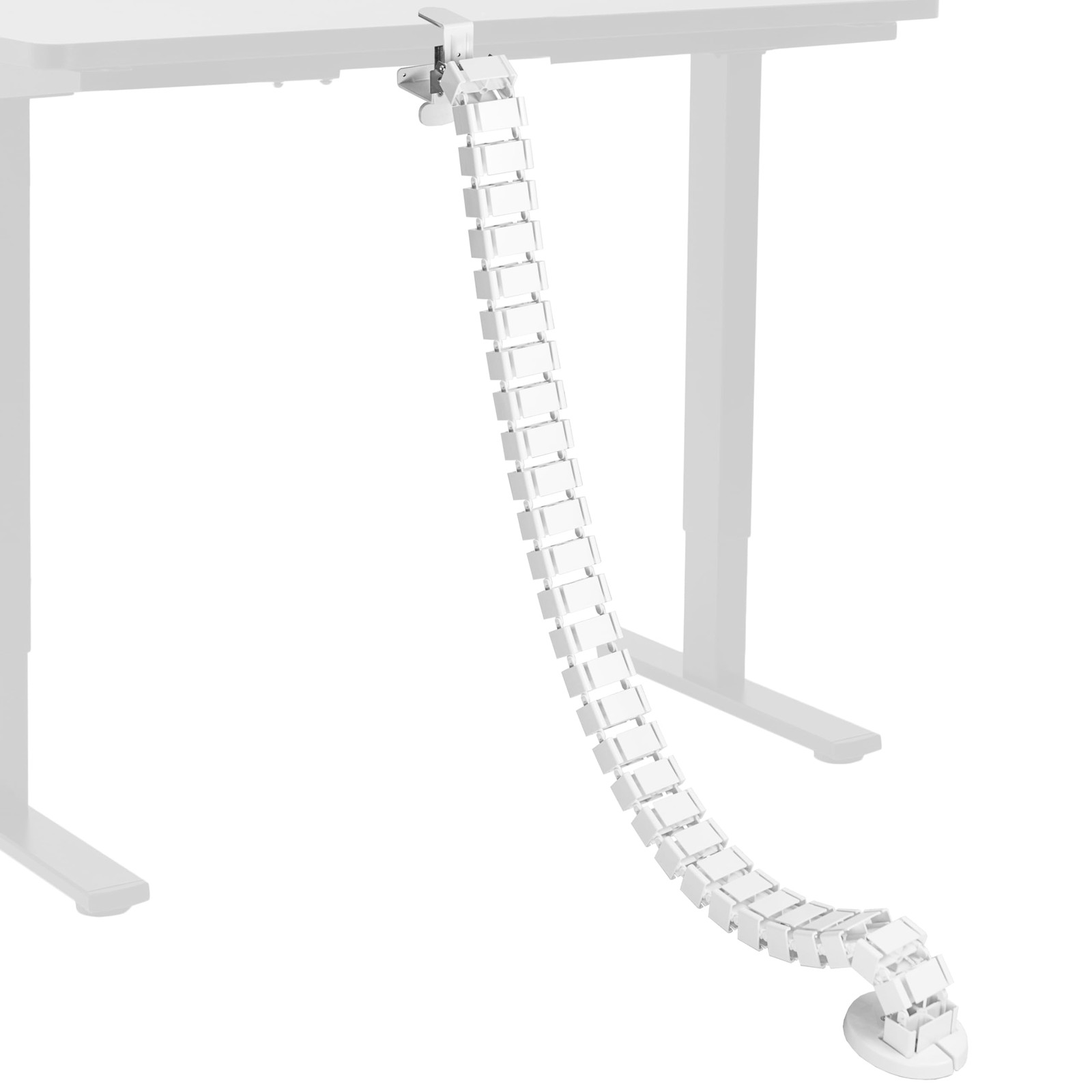 White Clamp-on Desk Vertebrae Cable Management Kit, DESK-AC01P-W