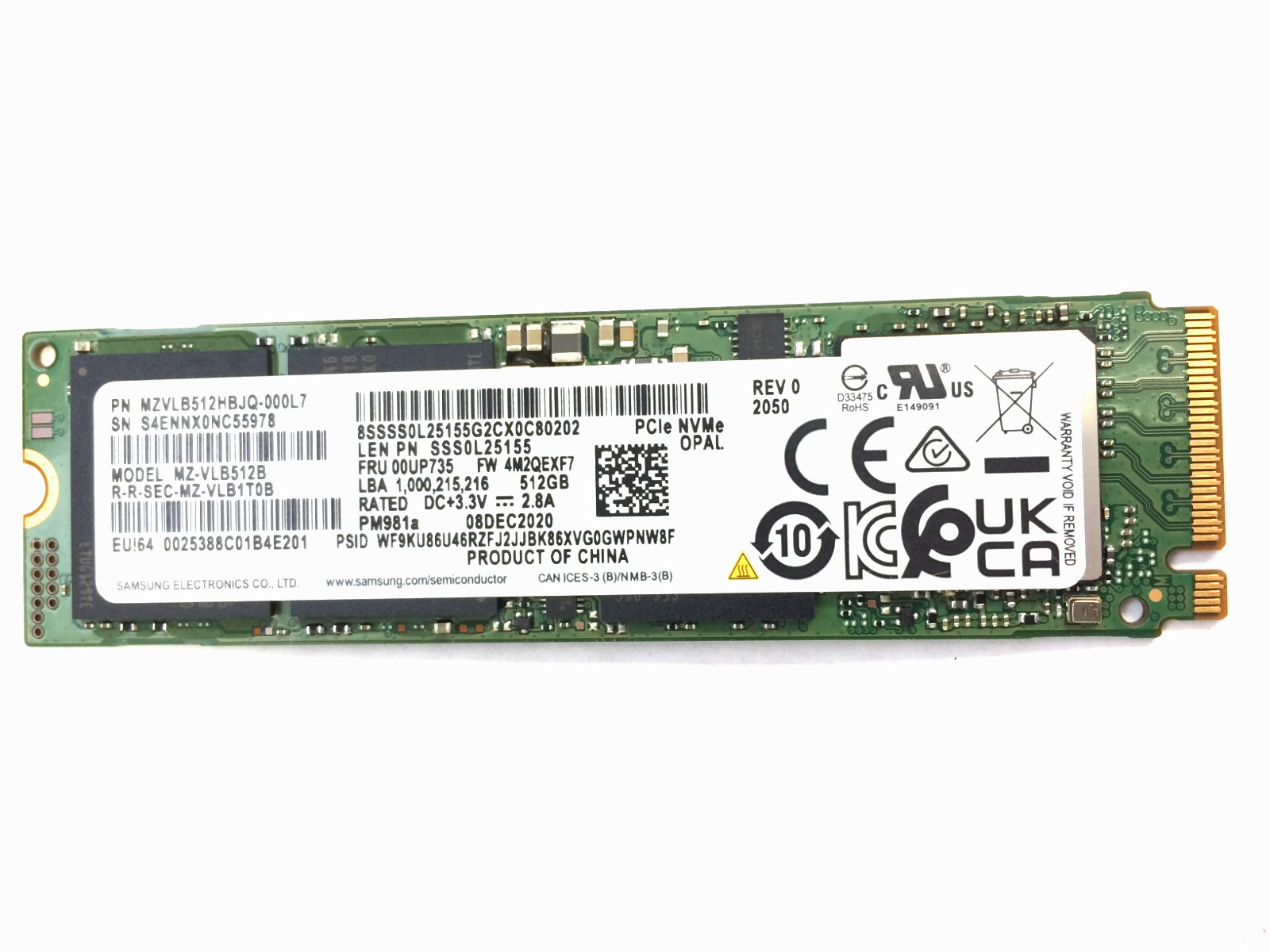 M.2 NVMe SSD 2280 Single Notch 128GB 256GB 512GB | Very Good health