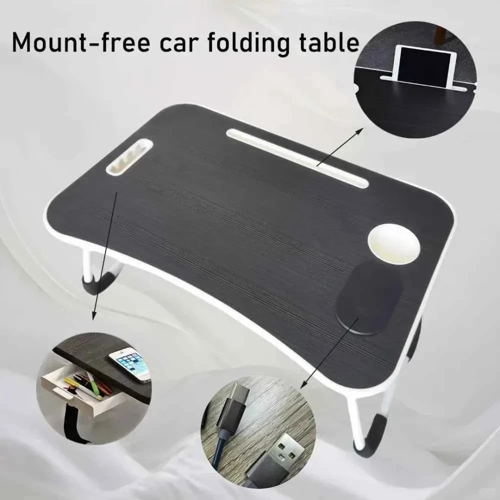 Wireless Charging Foldable Lap Desk, Black Laptop Bed Table