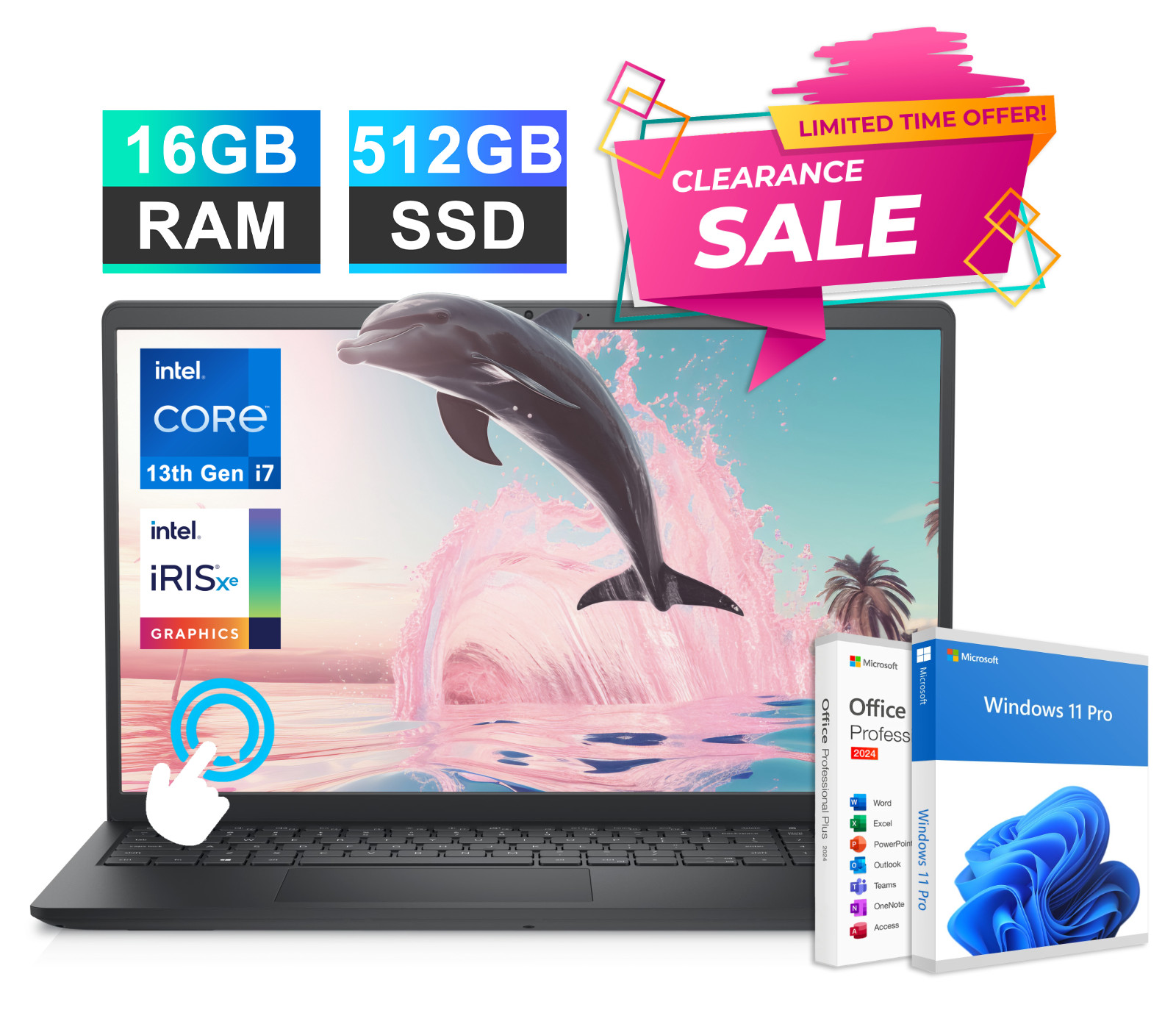 2026 Dell Inspiron Laptop 15.6 Touch 13th Gen Intel i7 16GB RAM & 512GB SSD Pro