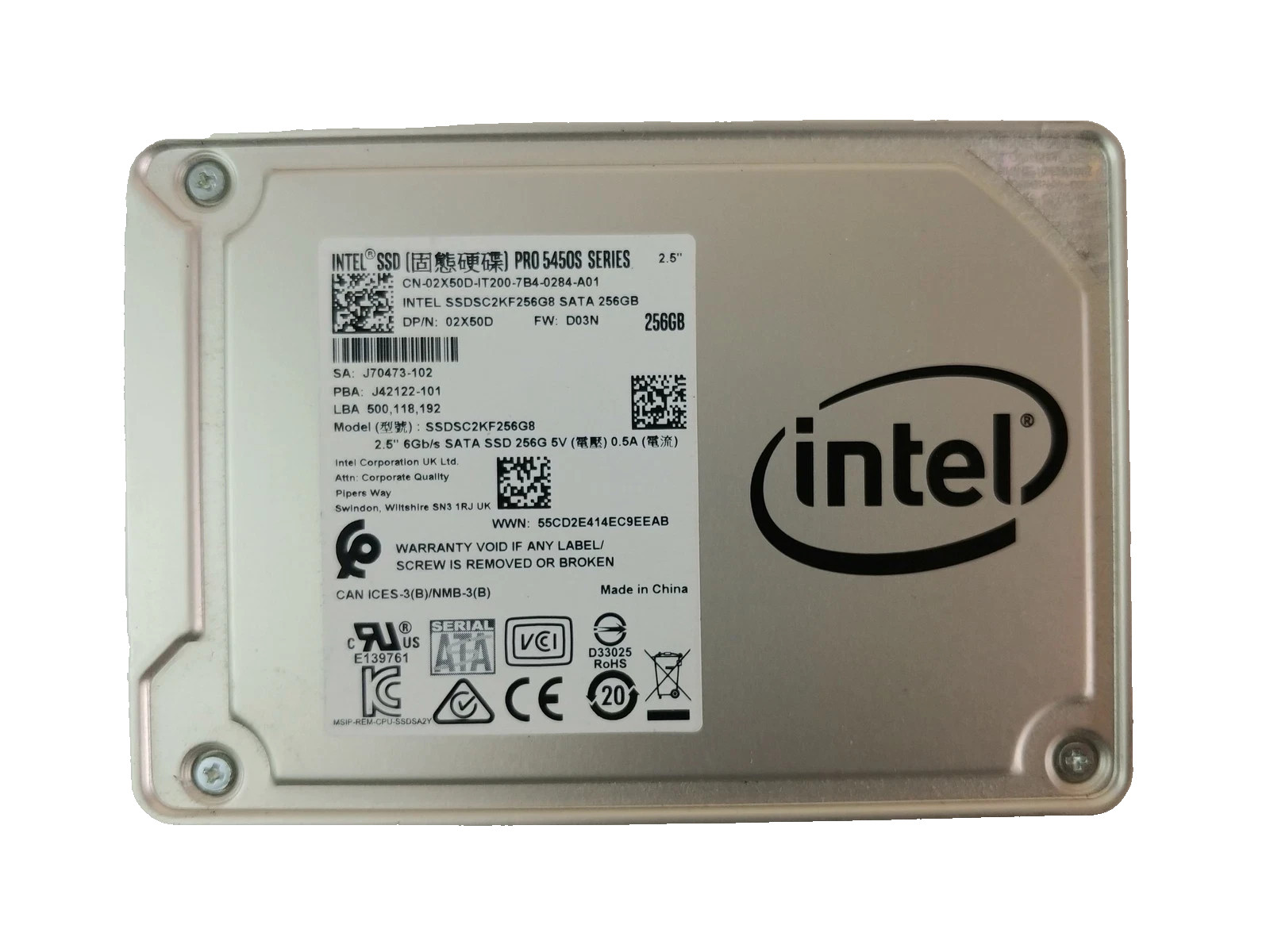Intel Pro 5450s SSDSC2KF256G8 256 GB SATA III 2.5 in Solid State Drive