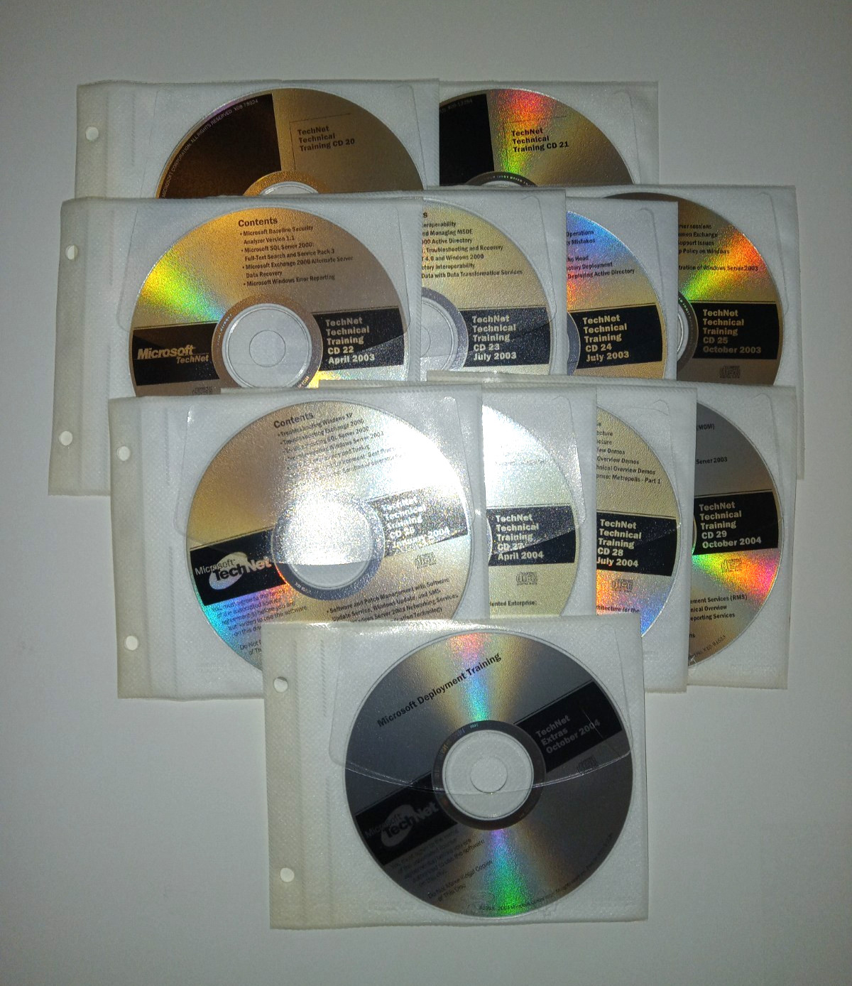 Lot of 11 Microsoft TechNet Training CDs CD 20-29 + Deployment Training