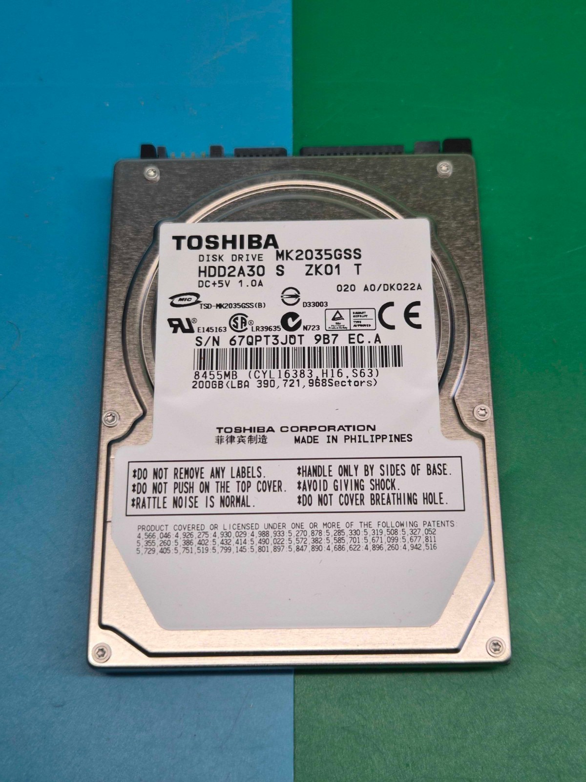 Toshiba MK2035GSS 200GB 4200RPM 2.5 SATA Hard Drive HDD2A30 Good Health