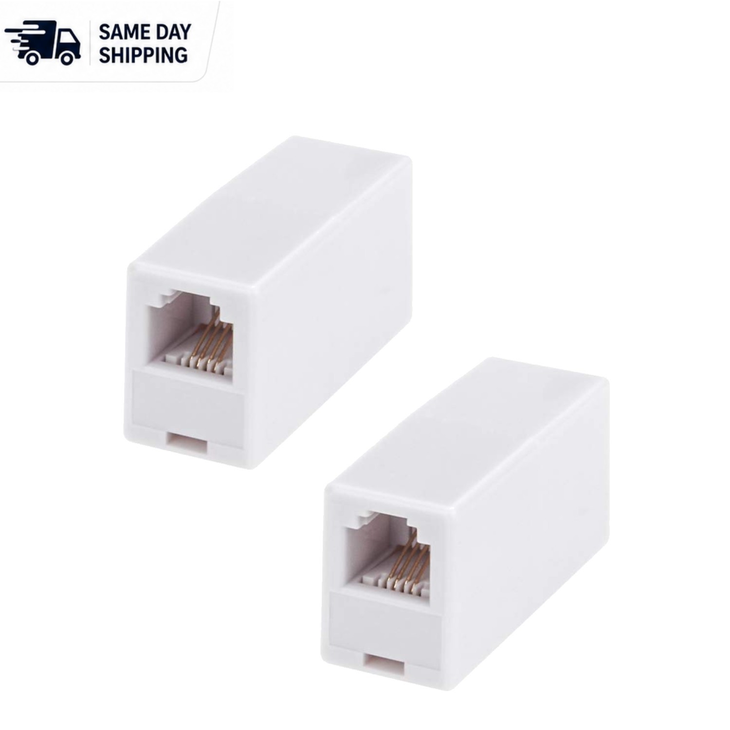 Compact RJ11 Female-to-Female Coupler, 2 Pack for Seamless Phone Line Extension