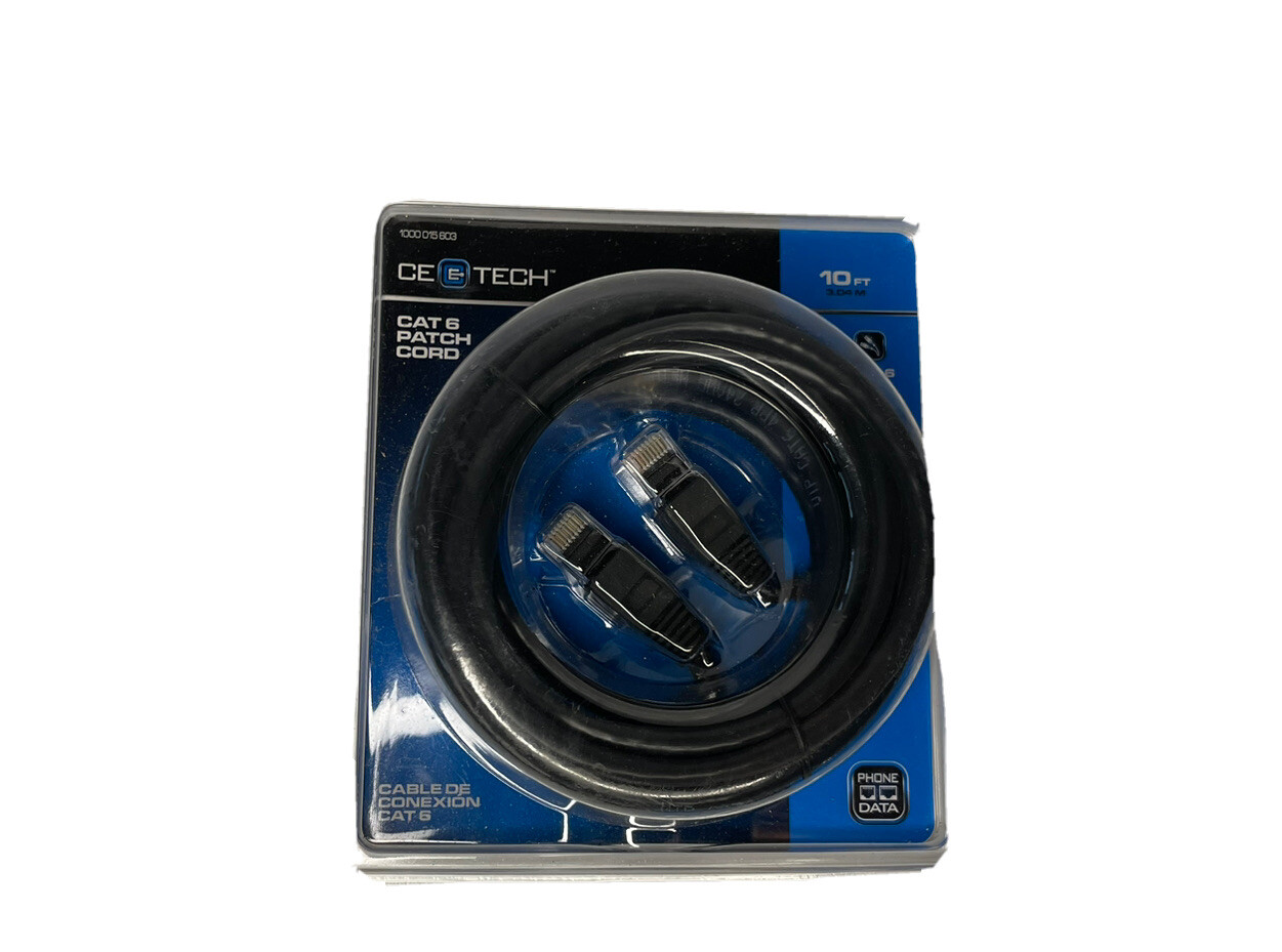 *** Brand New Black 10ft CE TECH CAT6 Patch Cord ***  B