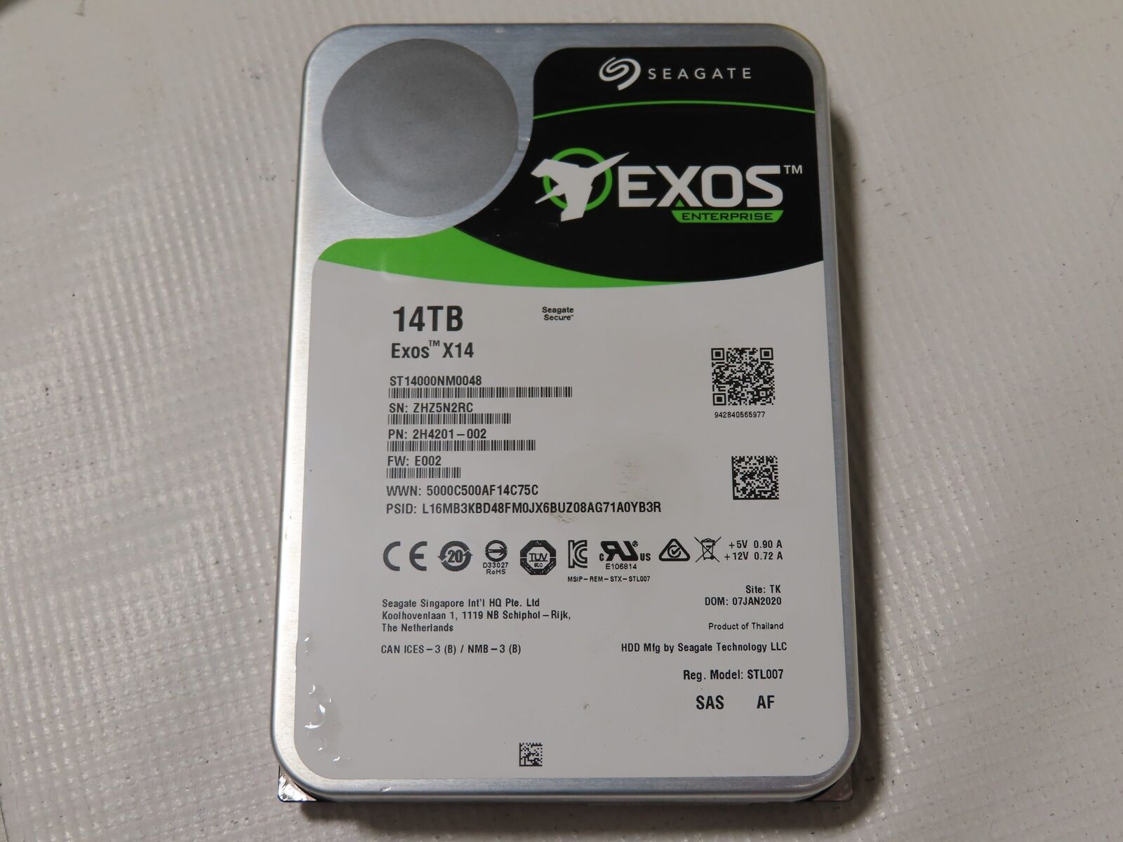 Seagate EXOS ST14000NM0048 14TB 12G 7.2K SAS LFF 512E 4KN Hard Drive