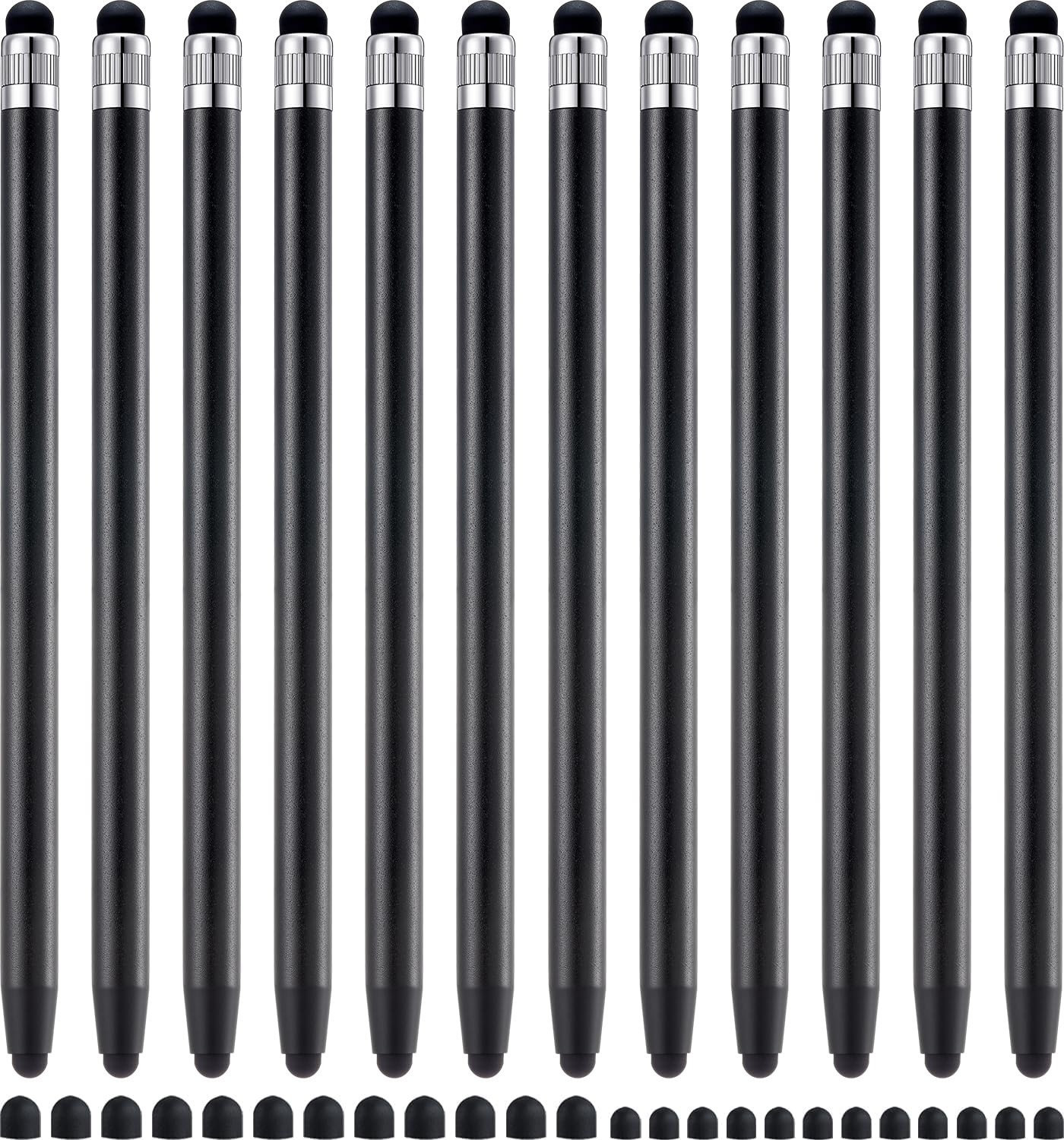 12Pcs Black Stylus Pen for Touchscreen, 2-in-1 High Precision & Sensitivity S...
