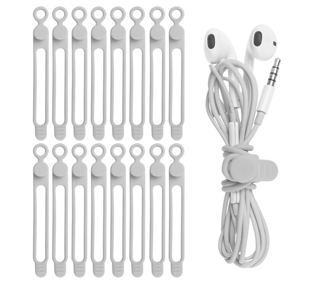 16Pcs Silicone Cable Straps Wire Organizer for Bundling Earphone, Phone Charger,