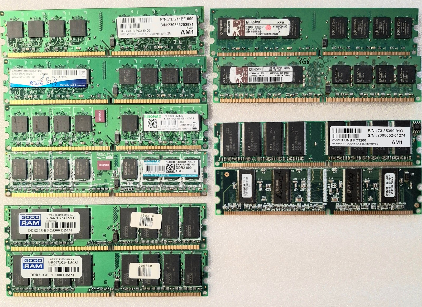 10pcs. RAM 1Gb 128Mb DDR2 SDRAM Kingmax Kingston APACER Adata Good RAM 240pin