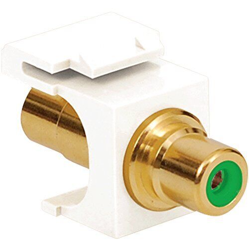ICC RCA to RCA Jack, Green Insert, Gold Connector, HD Style, White