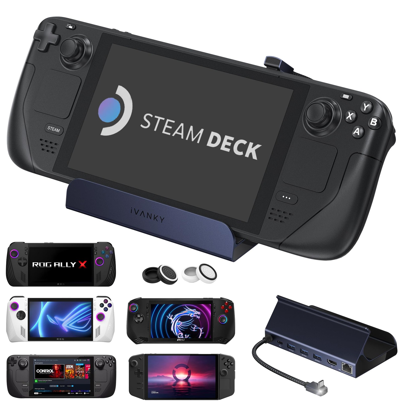 iVANKY 4K@144Hz Steam Deck Dock, 8-in-1 Docking Station 8-in-1, Midnight Blue