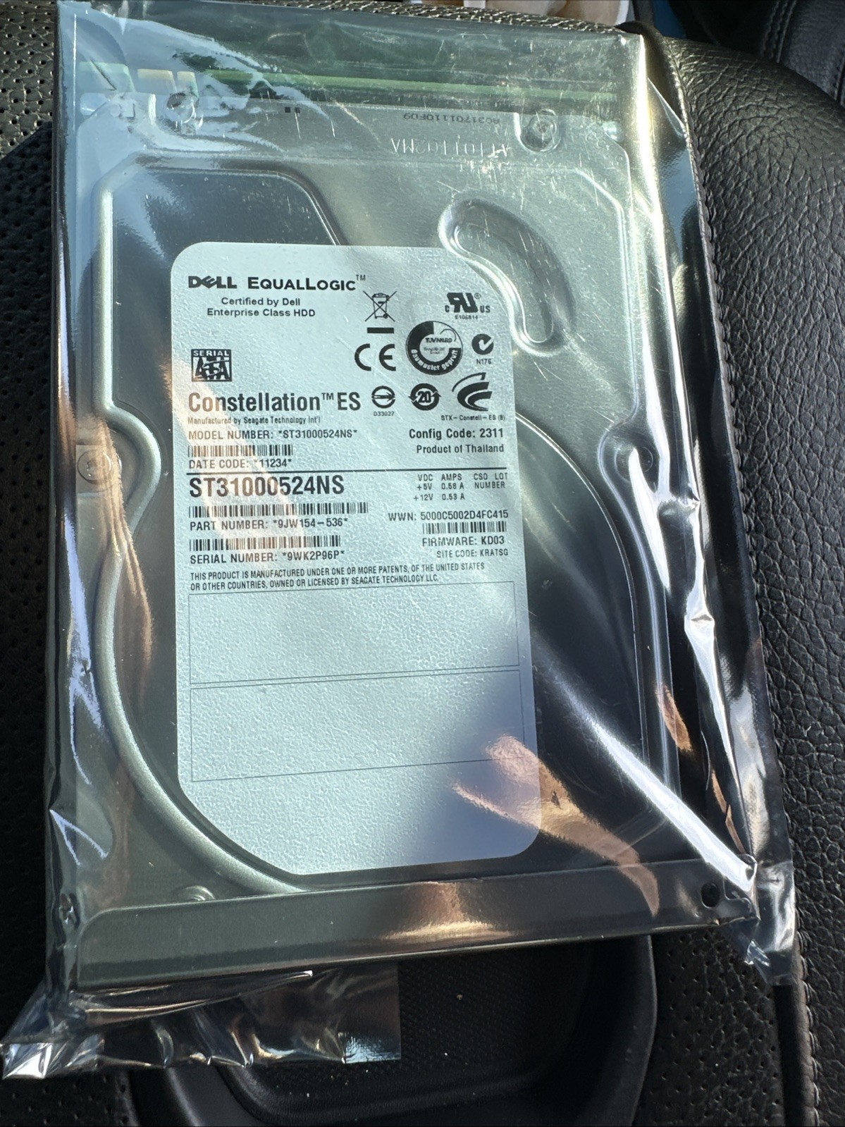 ST31000524NS DELL EQUALLOGIC CONSTELLATION ES 1TB 7.2K SATA 3.5" HDD 9JW154-536