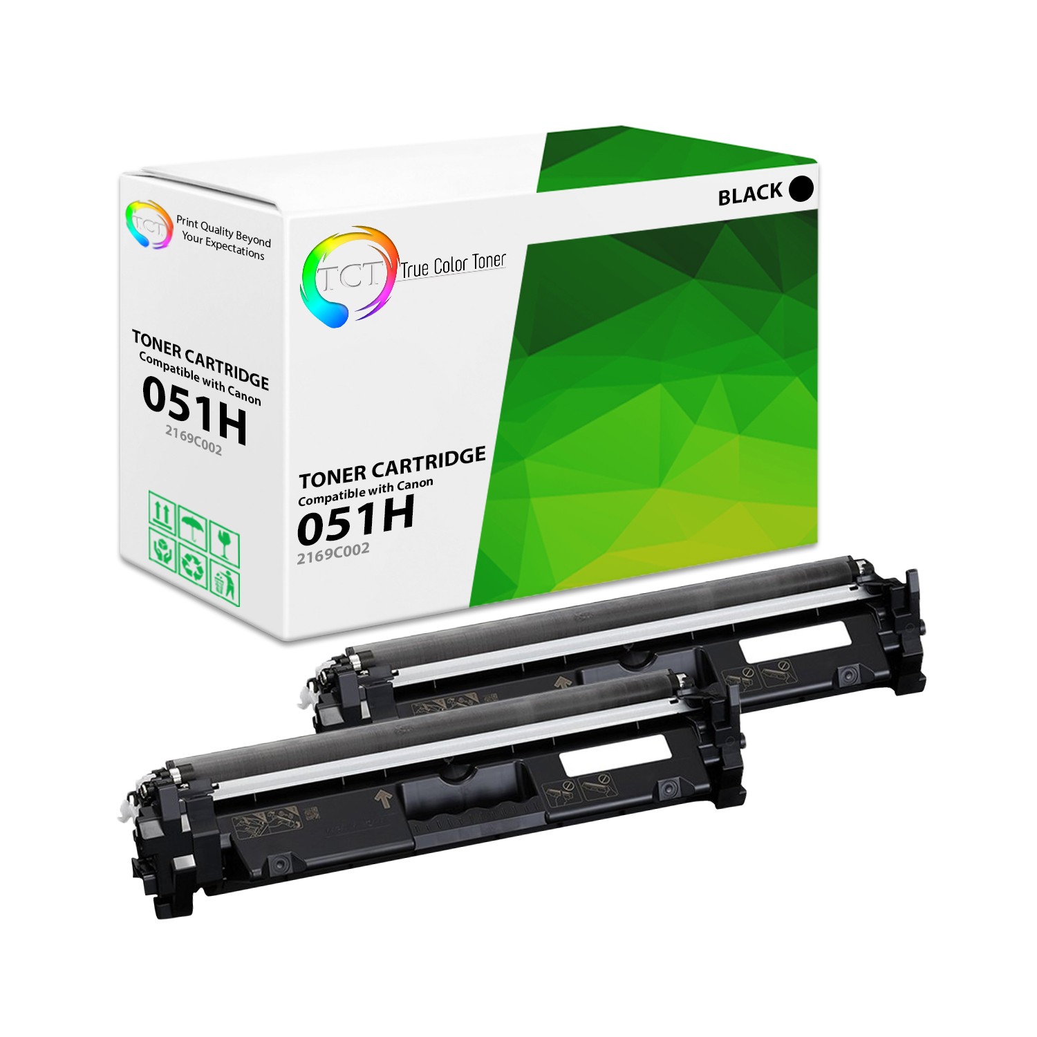 2Pk TCT 051H For Canon ImageClass LBP162dw Black Compatible Toner Cartridge