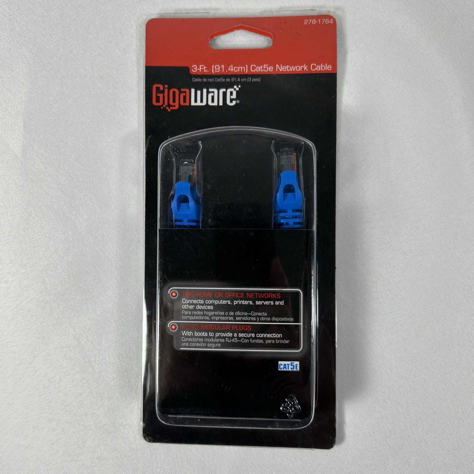 GIGAWARE HIGH QUALITY CAT 5E   278-1764 3-FOOT NETWORK CABLE DIY