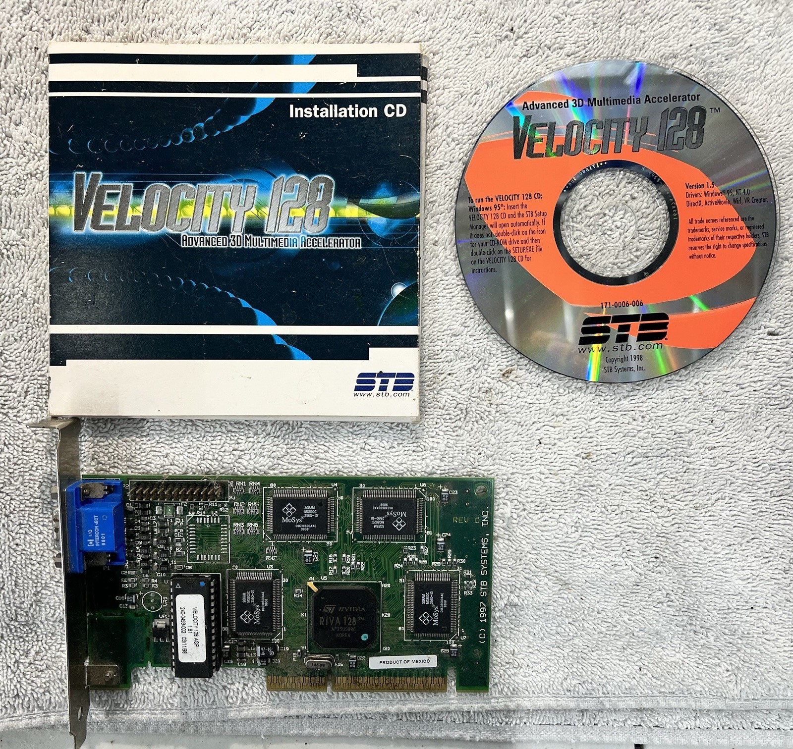 STB Velocity 128 AGP NVIDIA RIVA 128 4MB SGRAM Video Card + Manual & Driver CD