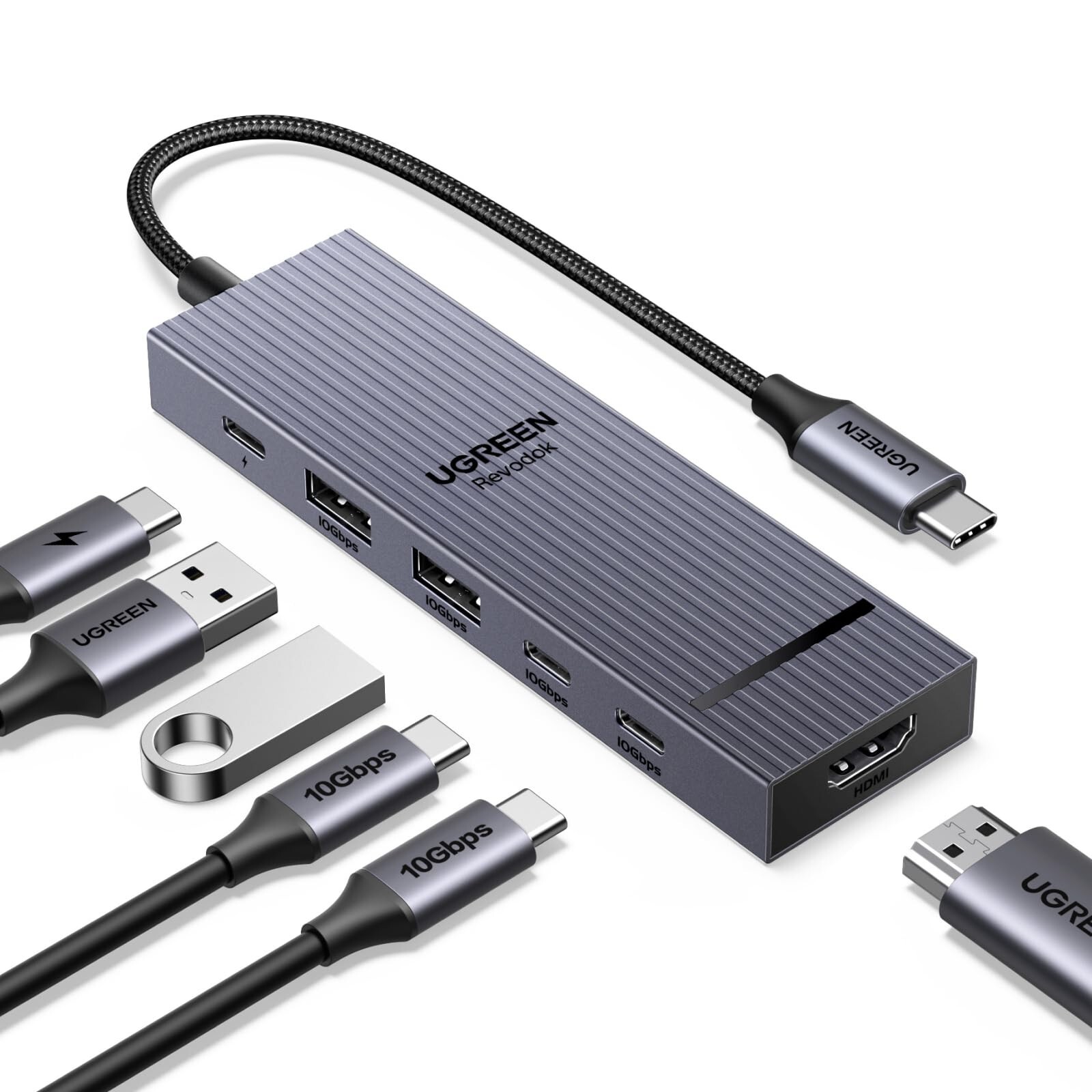 UGREEN Revodok Pro USB-C Hub 6 in 1 10Gbps USB C 3.2 & USB-A 3.2 4K 60Hz HDMI...
