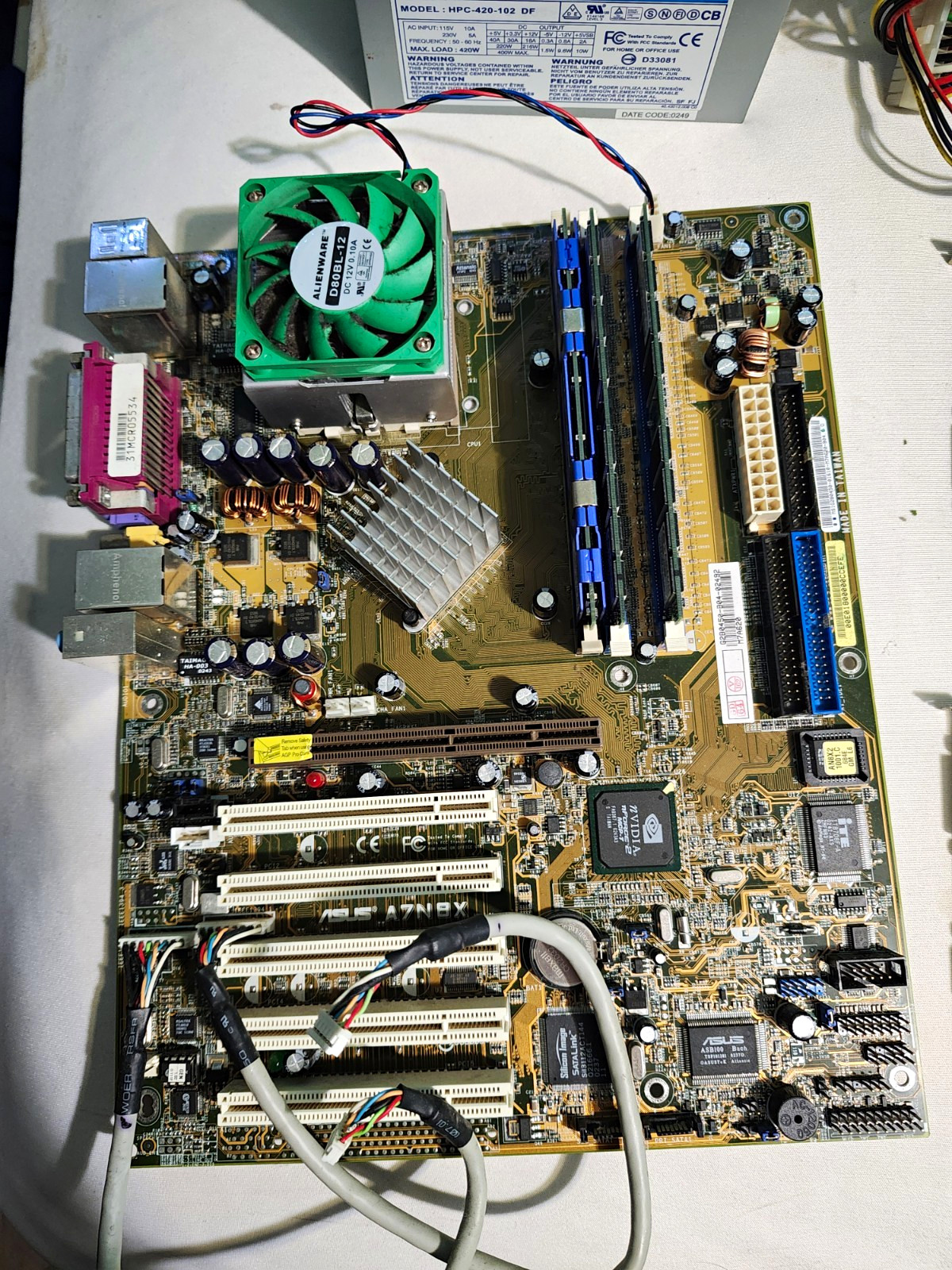 Asus 07N8X, NVIDIA GeForce FX 5200, Amd Athlon, PSU, RAM, HDD, Vintage Alienware