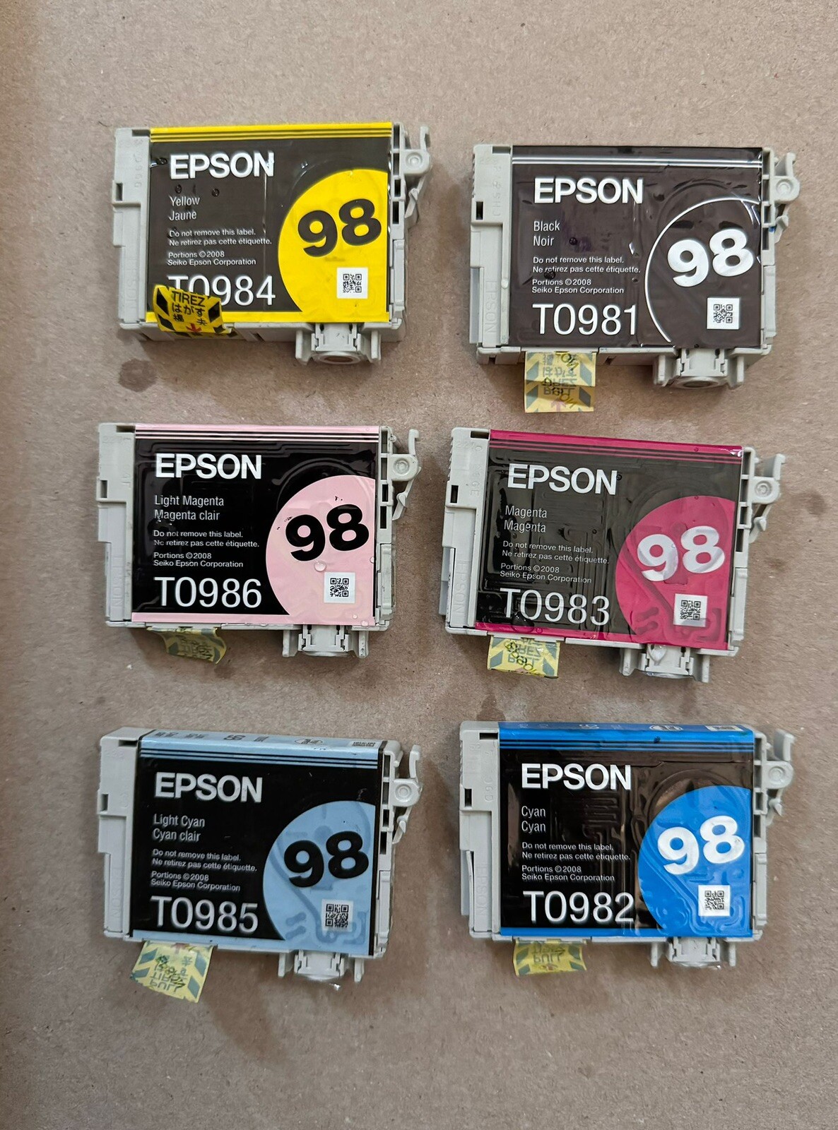 Epson 98 T098 Ink 6-Pack GENUINE for Artisan 700 710 725 730 800 810 835