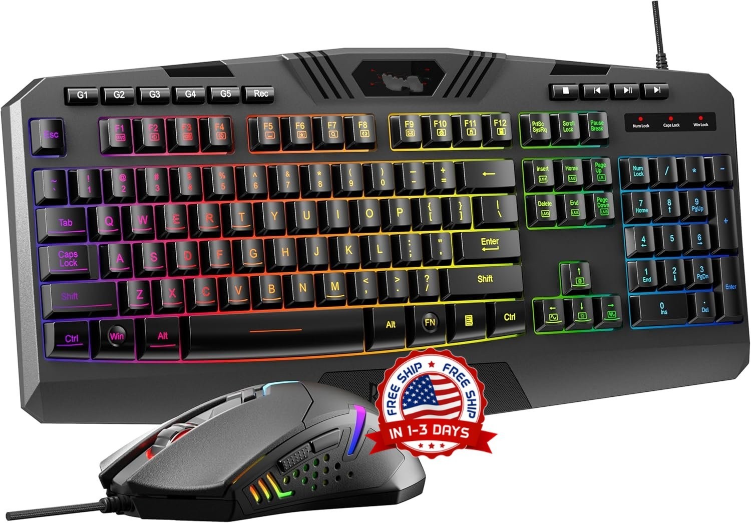 Teclado Y Mouse Mecanico Gamer Gaming Juegos Iluminacion Para PC Computadora NEW