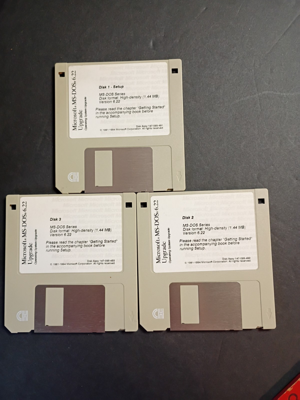 Microsoft MS-DOS 6.2 Upgrade 3 Disk Floppy Set 1.44MB Vintage