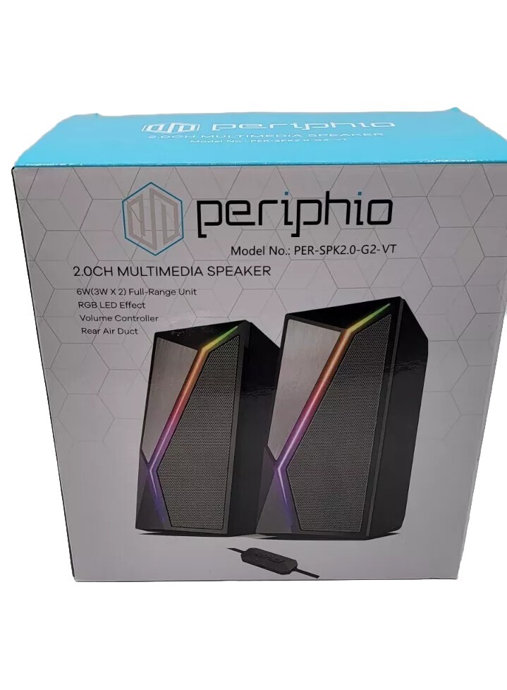 Periphio 2.OCH Multimedia Speakers, Laptop, Phone Sound System, RGB LED effect.
