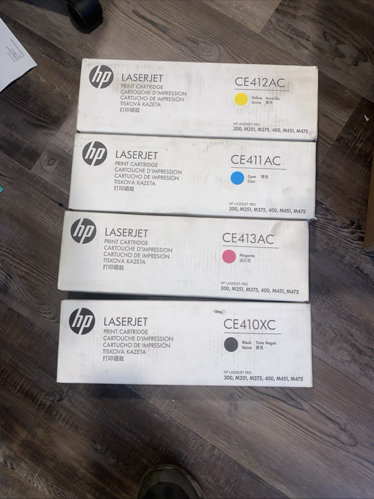 Lot of 4 HP LaserJet Print Cartridge CE410XC CE411AC CE412AC CE413AC-New Sealed