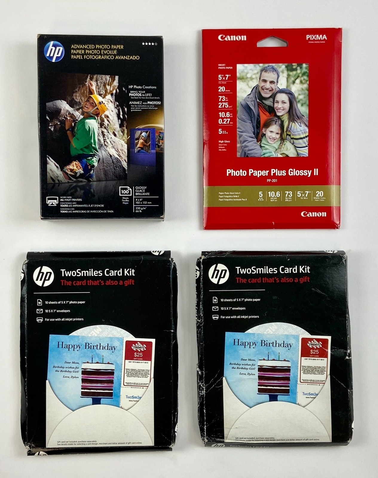HP Canon Glossy Photo Paper 4"x6" and 5"x7" Inkjet Print Sheets Set of 4