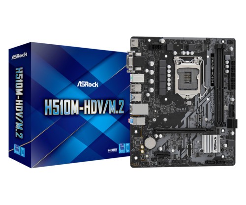 ASRock H510M-HDV/M.2 Motherboard Intel H510 LGA 1200 DDR4 M.2 Micro ATX DVI-D
