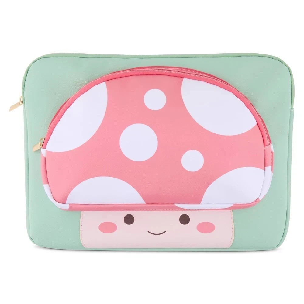Mimicoco Mushroom Character Pocket Laptop Sleeve: Fits Most Laptops Up to 14"