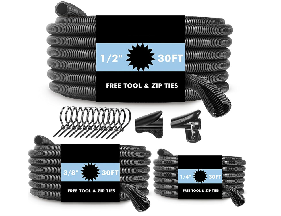 Kit de funda protectora para cableado eléctrico automotriz, 30 ft negro.