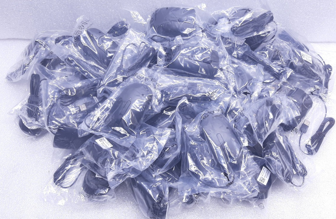Lot Of 44 New Dell USB Optical Wired Mouse OWPHTC Black Computer OEM #99