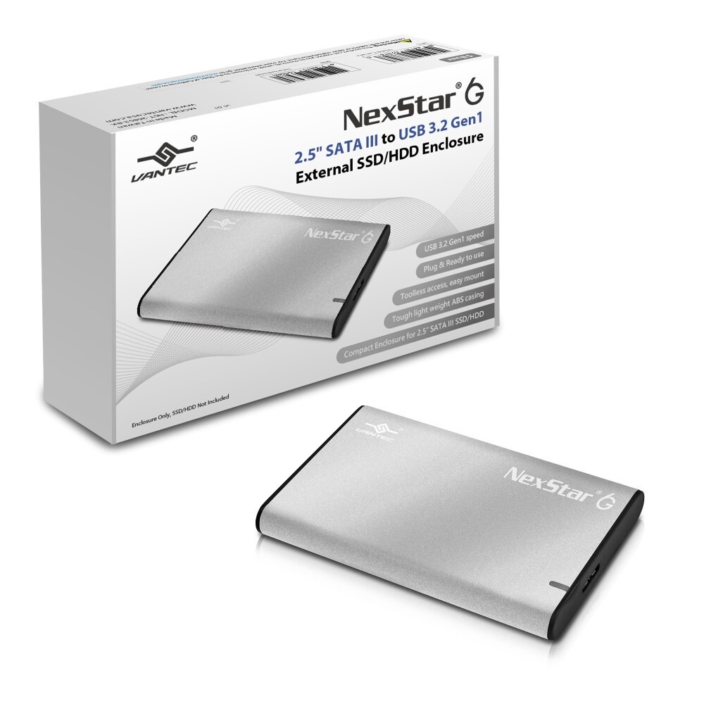 Vantec NexStar 6G 2.5” SATA III to USB 3.2 Gen1 External SSD/HDD Enclosure