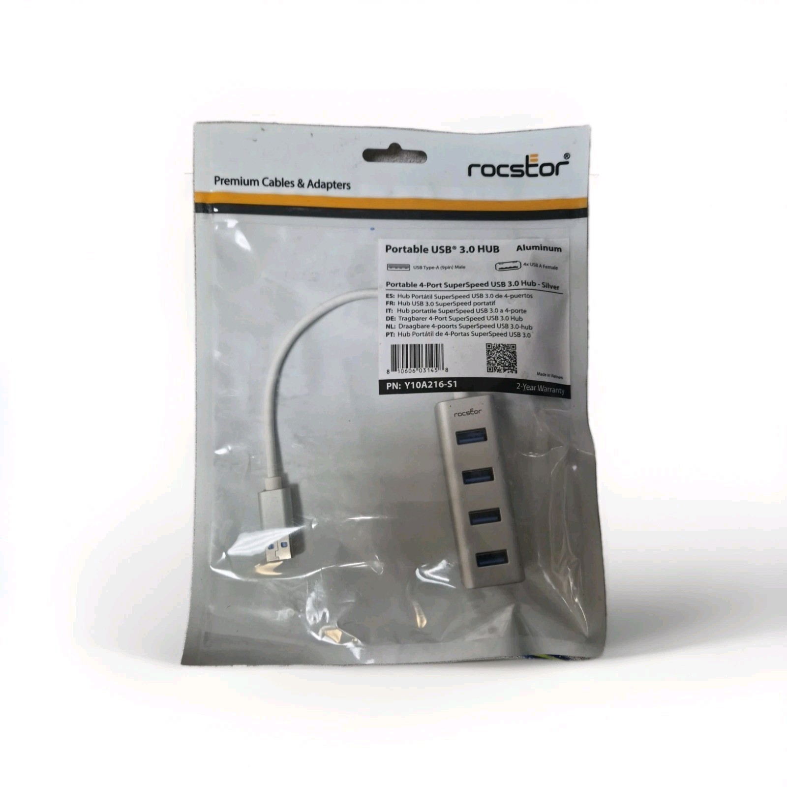 Rocstor Portable 4 Port Hub USB-A to 4x USB-A SuperSpeed USB 3.0 (y10a270a1)