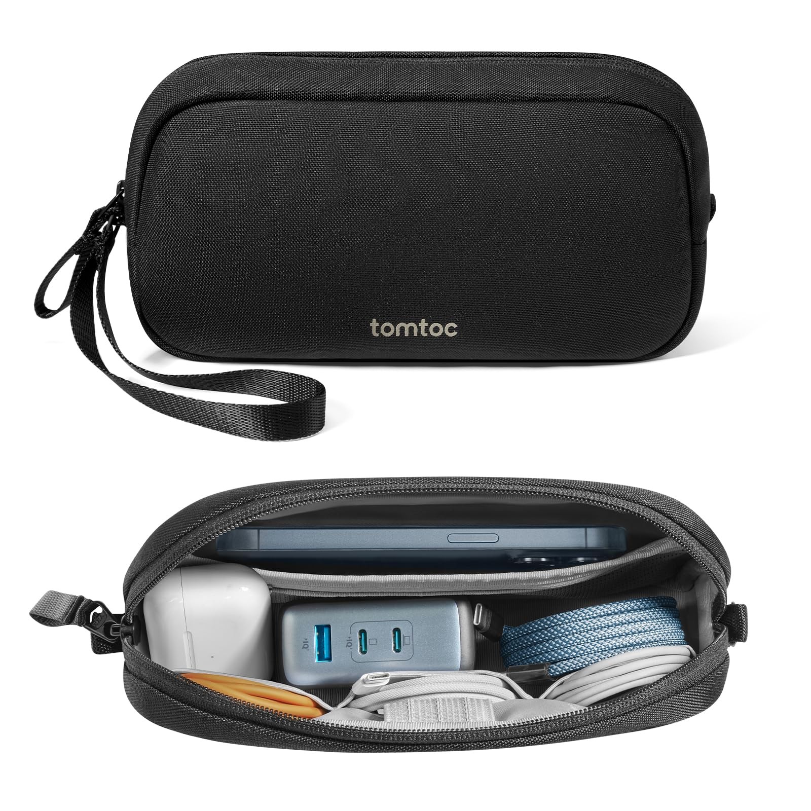 tomtoc Electronics Organizer Travel Case, Cable for Small, Black