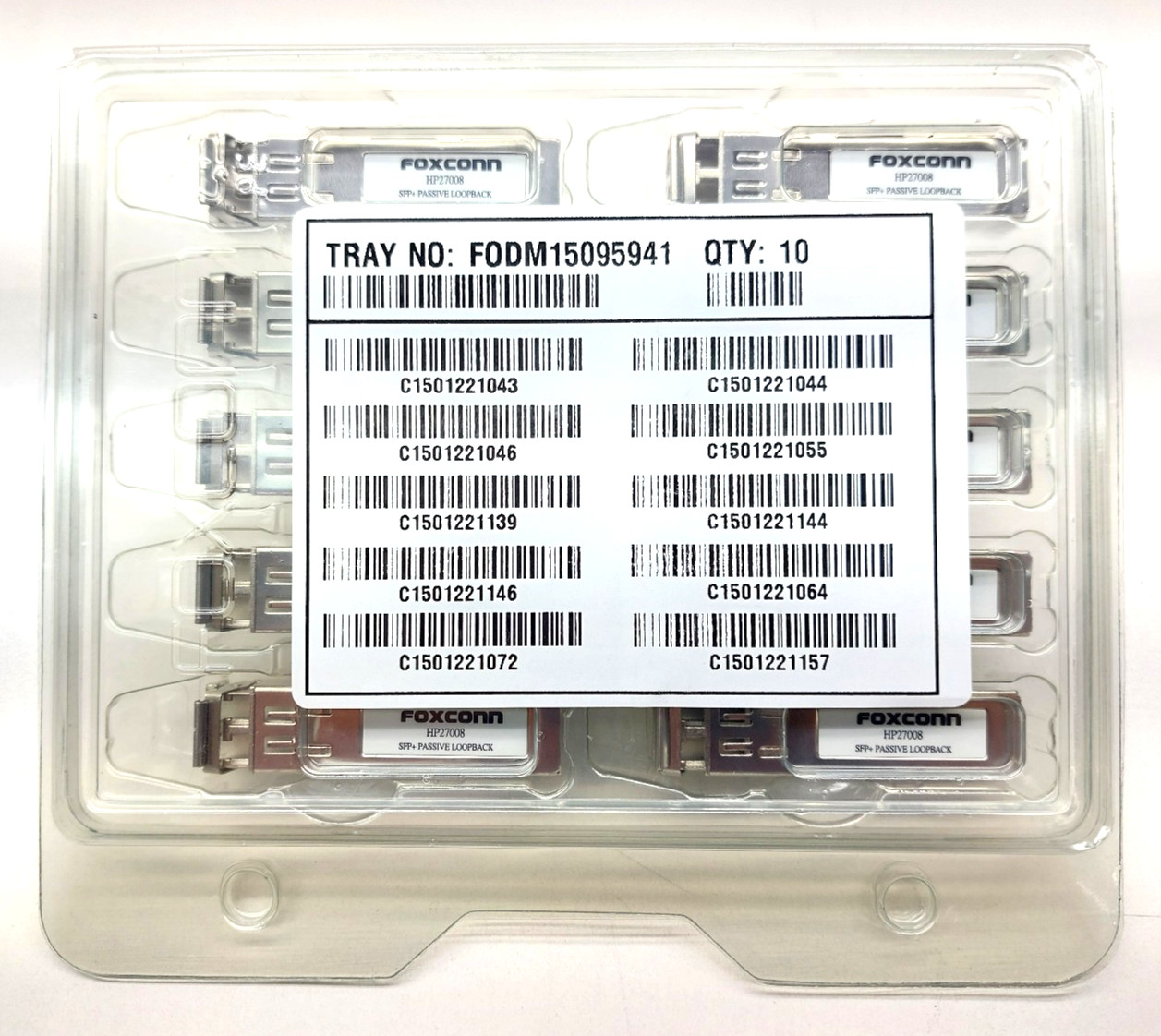 Lot of 10 - Foxconn SFP+ Passive Loopback HP27008