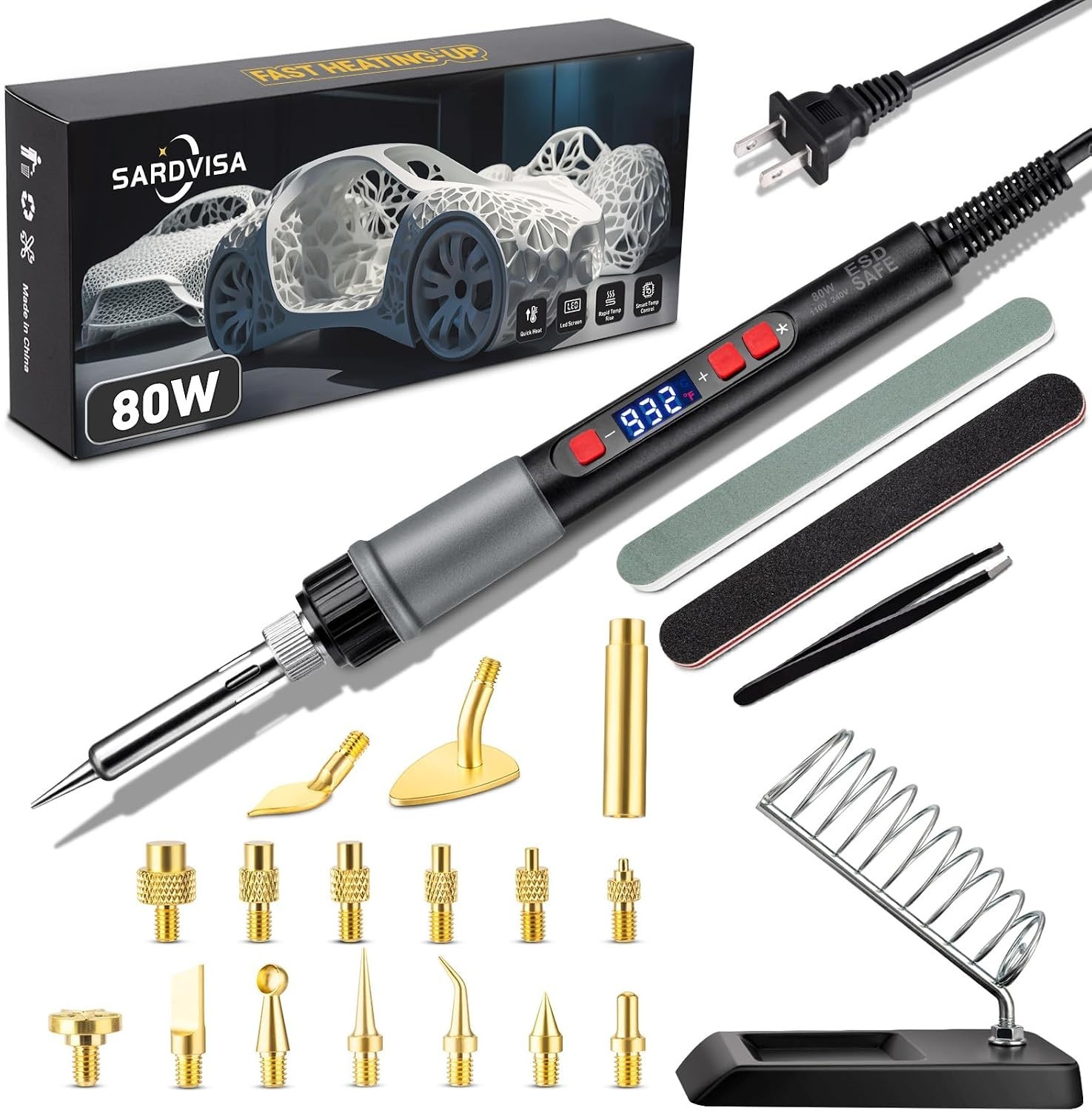 22-in-1 3D Printer Tool Kit with LCD Soldering Iron & Adjustable Temperature